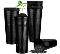 YXSJAS 20 Pack Black Tall Tree Pots Round Nursery Garden Planters with Drainage Holes Plastic Deep Nursery Treepots Plant Seedling Nursery Pots Flower Plant Container for Indoor Outdoor Gardening (20)