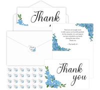 YXSJAS 20 Sets Forget Me Not Funeral Favors Sympathy Thank You Cards with Envelopes Stickers Forget Me Not Bereavement Cards with Message for Memorial Service Loved Ones Celebration of Life