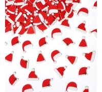 YXSJAS 200 Pcs Santa Hat Stickers Felt Mini Santa Claus Stickers Tiny Holiday Hat Decals Mini Felt Stickers Self Adhesives Label Decals for Party DIY Crafts,Cardmaking,Scrapbooks