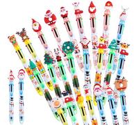 YXSJAS 24 Pcs Christmas 6 In 1 Multicolored Ballpoint Pens Multicolor Retractable Pens Cute Cartoon Xmas Party Favors Office Supplies School Party Gift Retractable Nib for Students Kids Teachers