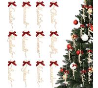 YXSJAS 24 Pcs Names of Jesus Christ Christmas Ornament Wood Religious Christmas Decorations Farmhouse Christ Hanging Decoration with Savior Names Red Plaid Bow Rope for Church Xmas Tree Decor