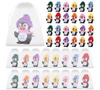 YXSJAS 24 Sets Employee Appreciation Gift Christmas Penguin Figurine with Red Knit Hat&Scarf Greeting Card Gift Bags,Inspirational Thank You Mini Rubber Penguins for Employee Coworkers Staff