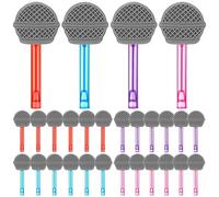 YXSJAS 24 Sets Mini Bubble Wands Microphone Bubble Sticks Wands Mini Music Bubble Bulk in 4 Color for Themed Birthday Goodie Bags Spring Summer Outdoor Activity(Bubble Solution Not Included)