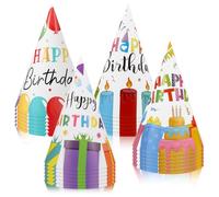YXSJAS 24Pcs Colorful Birthday Party Hats Happy Birthday Cone Paper Hats Rainbow Cone Ha-ts for Birth-day, Baby Shower, Anniversary, Housewarming Party