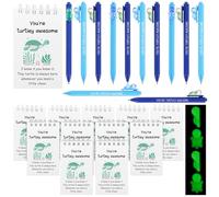 YXSJAS 24Pcs You're Turtley Awesome Inspirational Gift Spiral Notebooks Retractable Luminous Mini Resin Turtle Ballpoint Pens Positive Turtle Cards Appreciation Gifts Thank You for Teacher Staff