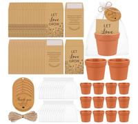 YXSJAS 24Sets Let Love Grow Wedding Favors for Guests Include Terracotta Color Flowerpot Kraft Paper Thank You Tags and Self Adhesive Seed Packets Organza Gift Bags for Bridal Shower Party Favors