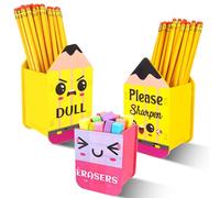 YXSJAS 3 Pcs Sharp and Dull Pencil Holder Eraser Pencil Bucket Organizers Pencils Shaped Pen Holder Wooden Pencil Dispenser Desk Stationery Storage for Back to School Teachers Classroom Home Office