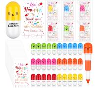 YXSJAS 30 Sets Easter Gifts for Kids Mini Retractable Ballpoint Pens with Cards Vitamin Retractable Pens Mini Pill Shaped Ballpoint Pen Capsule Pen for Students School Home Stationary Party