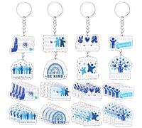 YXSJAS 32 Pcs Anti Bullying Awareness Keychain Against Bullying Acrylic Keychains Stand up Stop Bullying Be Kind Keyring Unity Day Inspirational Keyring Bulk for Charity Event School Fundraisers