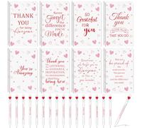 YXSJAS 32 Pcs Valentine's Day Pens and Mini Notepads Set Include Inspirational Quotes Heart Ballpoint Pens Valentine Notepad Valentine's Day Appreciation Gifts for Friend Family Coworker Teacher