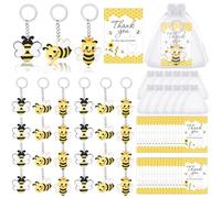 YXSJAS 36 Pack Bee Thank You Keychain Cute Bee Accessory Keyring Inspirational Honey Key Rings with Thank You Card Bag Thank You Teacher Employee Appreciation Gift for Staff Coworker Bee Party Favors