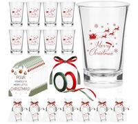 YXSJAS 36 Set Merry Christmas Shot Glasses Christmas Party Favors Acrylic Shot Glasses 1.2 Oz Funny Holiday Shot Cups Bulk with Pour Yourself a Merry Little Christm-as Card Bag Ribbon for Guest Friend