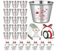YXSJAS 36 Set Merry Christmas Stainless Steel Shot Glasses Christmas Party Favor Shot Glasses Bulk with Pour Yourself a Merry Little Christm-as Card Bag Ribbon Stocking Stuffer Gift for Guest Friends