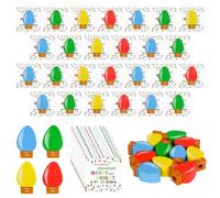 YXSJAS 36 Sets Christmas Pencil Erasers Lightbulb Erasers Gift with Bulb Christmas Pencil Eraser Tops Merry Bright Card Bag, Mini Lightbulb Eraser Multicolor Tiny Xmas Erase-r Bulk for Stocking Filler