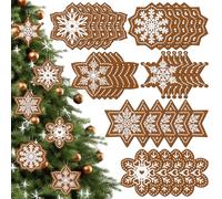 YXSJAS 36Pcs Gingerbread Snowflake Ornaments Mini Snowflake Decor Hanging Gingerbread Snowflakes Wooden Hanging with Ropes for Winter Crafts Holiday Home Party Decor Indoor