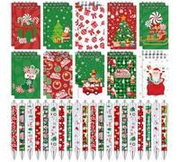 YXSJAS 40 Pcs Easter Mini Spiral Notebook Ballpoint Pens,Santa Claus Elk Pocket Notepad Memo Pad Assorted Patterns Pens Easter Gifts for Holiday School Reward Bag Stuffer