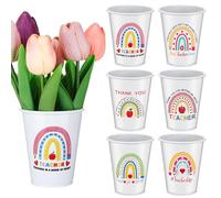 YXSJAS 6 Pcs Teacher Appreciation Flower Pot Bulk Thank You For Helping Me Grow Planter Funny Rainbow Flower Plant Container Gifts Thank You Teacher Gift for End of Term Gift Table Decor