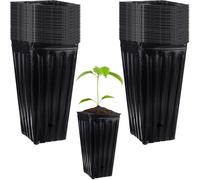 YXSJAS 70 Pcs Black Tall Tree Pots Plastic Deep Nursery Treepots Plant Seedling Nursery Pots Flower Plant Container with Drainage Holes Seedling Plant Container for Indoor Outdoor Gardening