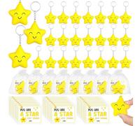 YXSJAS 72pcs Back to School Gifts for Student Cute Plush Star Keychain Teacher Appreciation Gifts Bulk with Inspirational Cards Bags Charming Plush Keyring for Backpack Handbag Student Staff Rewards