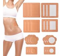 YXSJAS 80 Pcs Castor Oil Patches Disposable Organic Cotton Caster Oil Pack Wrap 4 Styles of Anti Leakage Self Adhesive Pads No Wash Kit for Belly Button Stomach Knee Waist Neck Back Chest Arm