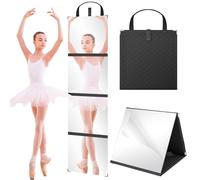 YXSJAS Foldable Backstage Hanging Mirror 47.2 x 11.4 Inches Foldable Portable Full Length Mirror with Handle Portable Hanging Folding Travel Mir-ror Make-up Mir-ror for Artist Home Fitness Spa,Black