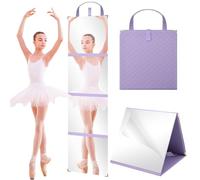 YXSJAS Foldable Backstage Hanging Mirror Foldable Portable Full Length Mirror with Handle Portable Hanging Folding Travel Mir-ror Make-up Mir-ror for Dancer Home,47.2 x 11.4 Inches,Purple