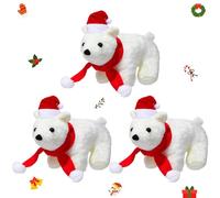 YXSJAS LIUBUJINGYING 3 Pcs Large Christmas Stuffed Polar Bear with Red Hat and Scarf, Lifelike Plush Toys Polar Bears White Animals Stuffed Plush Cuddly Bear for Christmas Winter Holiday Decorations