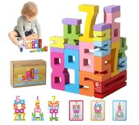 YXtecd Wooden Number Building Blocks, Number Blocks Friends of Ten, Friends of Ten Blocks, 1-10 Balance Wooden Digit Blocks(20 Blocks & 15 Cards)