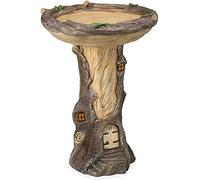 YXUANYZNB Bird Bath Statue Ornament,Resin Garden Birdbath in A Tree Sculptures,Hand-Painted All-Weather Wood-Look Stump Birds Bath
