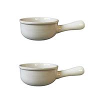 YXUANYZNB French Onion Soup Bowls with Handles, Durable Ceramic pots, Suitable for Soup, Chilli, Beef stew, muesli, White||2 pcs