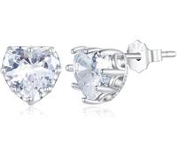 YXWYXWA 925 Sterling Silver Sparkling Heart Round Princess Cut Birthstone Stud Earrings for Women Birthday Jewelry