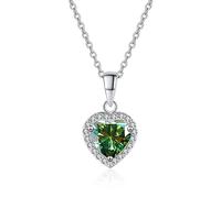 YXWYXWA Accessories 1ct Heart Cut D Color Moissanite Pendant White/Green/Pink Diamond Necklace Necklaces for Women