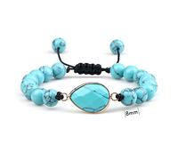 YXWYXWA Bracelet 6/8mm Natural Stone Bracelet Charm Geometric Shape Turquoises Beaded Bracelets Handmade Bangles Wrist Wrap Jewelry for Women Reiki Bracelets