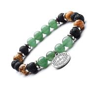 YXWYXWA Bracelet Beaded Bracelets,Natural Green Aventurine Beads Beaded Bracelets,Silver Pendant Bangles,Elastic Crystal Bracelet Fashion Crystal Jewelry for Men Women