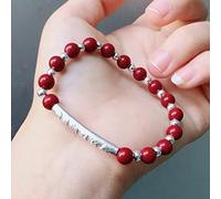 YXWYXWA Bracelet beaded bracelets,Protection Bracelets for Men Women，Feng Shui Bracelet Natural Cinnabar Sterling Silver Six True Words Bracelet Good Luck for Women Bracelets Ward Off Evil Talisman