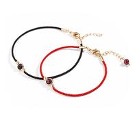 YXWYXWA Bracelet Couple Natural Garnet Black Red String Bracelet Braided String Feng Shui Spiritual Love Amulet Wealth Charm Gemstones Crystal Bracelet Adjustable Good Luck Gift for Men Women,Female