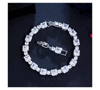 YXWYXWA Bracelet Fashion Bracelets Classic Square Link Chain Red Blue CZ Women Tennis Bracelet Bangle Silver Color Fashion Crystal Jewelry Gift for Femme Bracelets