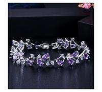 YXWYXWA Bracelet Fashion Bracelets Natural Royal Women Jewelry Silver Color Dark Blue CZ Crystal Leaf Chain Link Bracelets and Bangles for Party Gift Bracelets