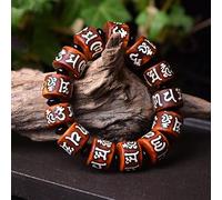 YXWYXWA Bracelet Feng Shui Amulet Bracelet,Tibetan Style Dzi Beads Natural Agate Beaded Bracelet,Six Character Proverbs,To Mantra,Attract Wealth Money And Good Luck Bangle,Buddhist Jewelry Gifts-Dzi