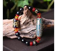 YXWYXWA Bracelet Feng Shui Amulet Bracelet,Tibetan Style Dzi Beads Natural Agate Beaded Bracelet,Six-character Mantra Men Women Religious Bracelet,Attract Wealth Money And Good Luck Bangle Gift-Six