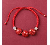 YXWYXWA Bracelet Feng Shui Bracelet Natural Cinnabar Carved Animals Lucky Charm Hand Woven Rope Red String Adjustable Bracelet Amulet for Natal Year Luck Money,Pig Rabbit Goat,Jade