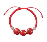 YXWYXWA Bracelet Feng Shui Bracelet Natural Cinnabar Carved Animals Lucky Charm Hand Woven Rope Red String Adjustable Bracelet Amulet for Natal Year Luck Money,Pig Rabbit Goat,Jade