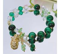 YXWYXWA Bracelet Feng Shui Crystal Bracelet The Tiger Eye Stone Money Bag Lucky Charm Chakra Yoga Meditation Bangle Quartz Beaded Stretchy Bracelet for Good Lucky Wealth Prosperity,Green