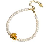 YXWYXWA Bracelet Feng Shui Freshwater Pearls Gold/Pi Yao Wealth Bracelet Jade Charm Bracelet Reiki Crystal Bracelet Spiritual Chakra Amulet Lucky Ward Off Evil Bracelet Women,