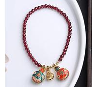 YXWYXWA Bracelet Feng Shui Garnet/Pi Yao Wealth Bracelet 4mm Gold Beast Charm Bracelet Crystal Bracelet Spiritual Chakra Bracelet Amulet Lucky Adjustable Ward Off Evil Bracelet Women Men,Double ci