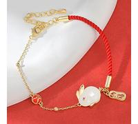 YXWYXWA Bracelet Feng Shui Rabbit Bracelet Inlaid Natural Resin Chinese Goldfish Lucky Charm Braid Red String Adjustable Bracelet Ward Off Evil Spirits Amulet for Luck Money Prosperity