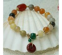 YXWYXWA Bracelet Feng Shui Wealth Bracelet Agate Gold Silk Jade Cinnabar Safe Buckle Burmese Jade Pumpkin Bracelet Talisman for Prosperity Money Good Luck,Agate