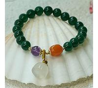 YXWYXWA Bracelet Feng Shui Wealth Bracelet Agate Gold Silk Jade Cinnabar Safe Buckle Burmese Jade Pumpkin Bracelet Talisman for Prosperity Money Good Luck,Agate