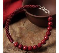 YXWYXWA Bracelet Feng Shui Wealth Gemstone Bracelet for Women Natural Cinnabar Beads Red String Braided Bracelet Amulet Attracts Money Luck Ward Off Evil Spirits