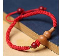 YXWYXWA Bracelet Feng Shui Wealth Wu Lou Bracelet Peach Wood Gourd Cinnabar Bead Braided Bracelet Lucky Jewelry Amulet Adjustable Talisman Prosperity Money Luck,Red
